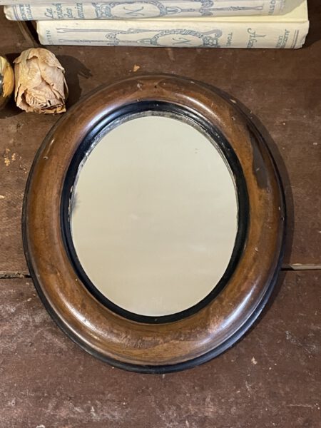Houten Medaillon Spiegeltje 17.5 cm