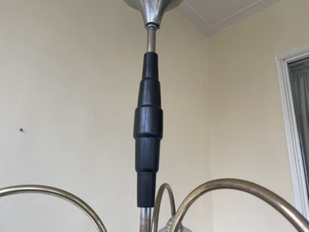 Plafondlamp 3 arms hout/verchroomd matglazen kelken  jaren 30 - Afbeelding 5