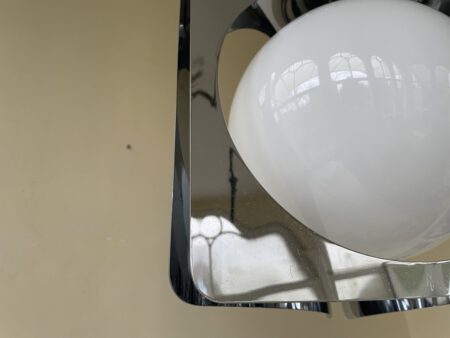 Hanglamp Verchroomde pendel witglazen bol Vintage - Afbeelding 8