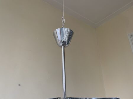 Hanglamp Verchroomde pendel witglazen bol Vintage - Afbeelding 4