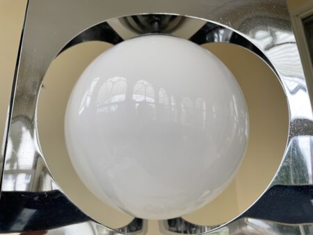 Hanglamp Verchroomde pendel witglazen bol Vintage - Afbeelding 6
