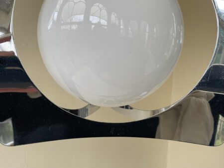 Hanglamp Verchroomde pendel witglazen bol Vintage - Afbeelding 7