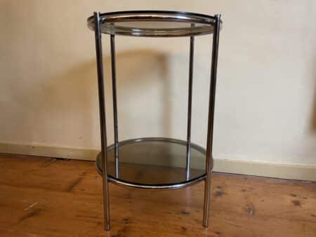 Tafeltje Bijzettafel Minibar  Verchroomd Rookglas Vintage jaren 60 - Afbeelding 2