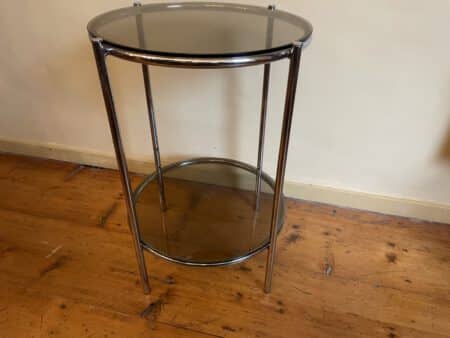 Tafeltje Bijzettafel Minibar  Verchroomd Rookglas Vintage jaren 60 - Afbeelding 12