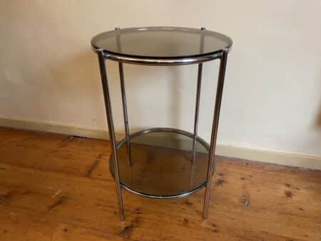 Tafeltje Bijzettafel Minibar  Verchroomd Rookglas Vintage jaren 60 - Afbeelding 13