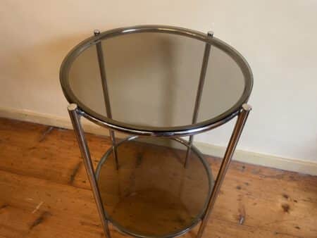 Tafeltje Bijzettafel Minibar  Verchroomd Rookglas Vintage jaren 60 - Afbeelding 3