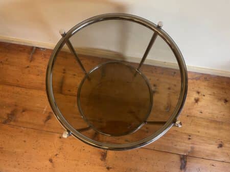 Tafeltje Bijzettafel Minibar  Verchroomd Rookglas Vintage jaren 60 - Afbeelding 4