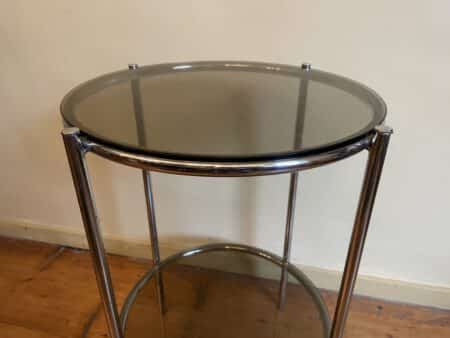 Tafeltje Bijzettafel Minibar  Verchroomd Rookglas Vintage jaren 60 - Afbeelding 5