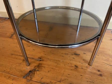Tafeltje Bijzettafel Minibar  Verchroomd Rookglas Vintage jaren 60 - Afbeelding 7