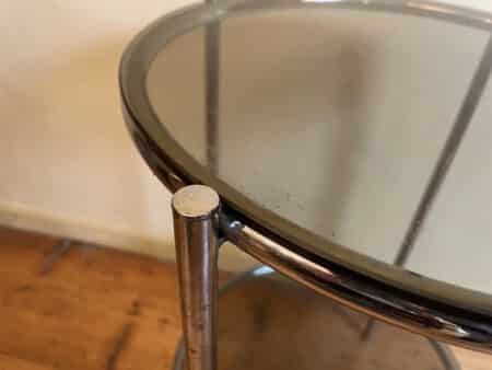 Tafeltje Bijzettafel Minibar  Verchroomd Rookglas Vintage jaren 60 - Afbeelding 8