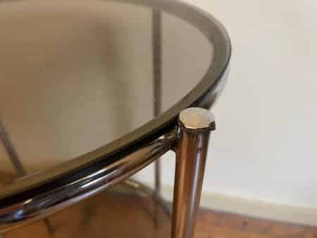 Tafeltje Bijzettafel Minibar  Verchroomd Rookglas Vintage jaren 60 - Afbeelding 9