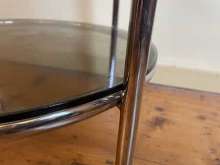 Tafeltje Bijzettafel Minibar  Verchroomd Rookglas Vintage jaren 60 - Afbeelding 10