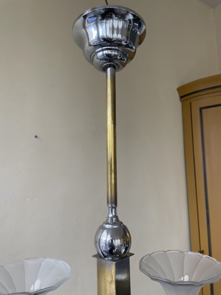 Plafondlamp 4 arms tulpvormig matglazen schalen jaren 30 - Afbeelding 6