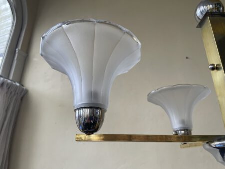 Plafondlamp 4 arms tulpvormig matglazen schalen jaren 30 - Afbeelding 10