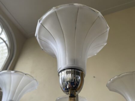 Plafondlamp 4 arms tulpvormig matglazen schalen jaren 30 - Afbeelding 11