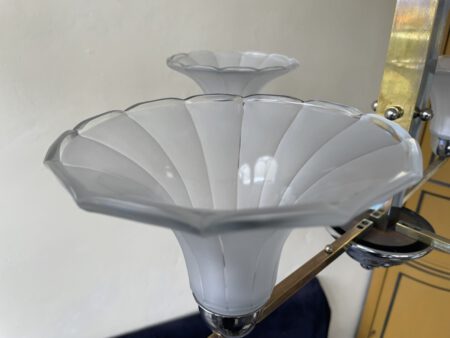 Plafondlamp 4 arms tulpvormig matglazen schalen jaren 30 - Afbeelding 12