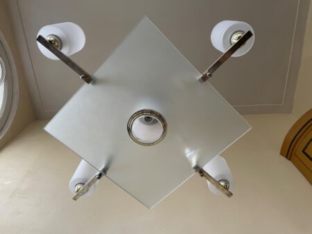 Plafondlamp Modernistisch 4 arms Mat glazen schalen en plaat Art Deco jaren 30 - Afbeelding 13