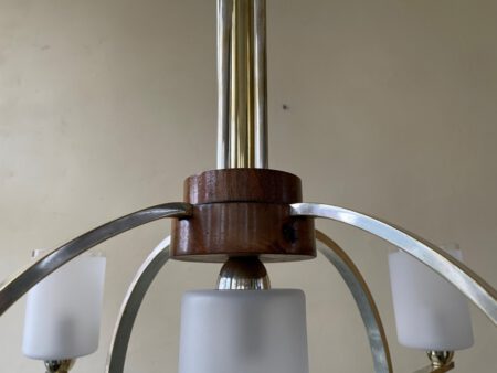 Plafondlamp Modernistisch 4 arms Mat glazen schalen en plaat Art Deco jaren 30 - Afbeelding 8