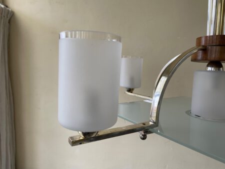 Plafondlamp Modernistisch 4 arms Mat glazen schalen en plaat Art Deco jaren 30 - Afbeelding 4