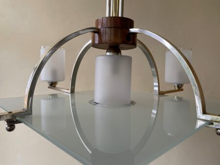 Plafondlamp Modernistisch 4 arms Mat glazen schalen en plaat Art Deco jaren 30 - Afbeelding 10