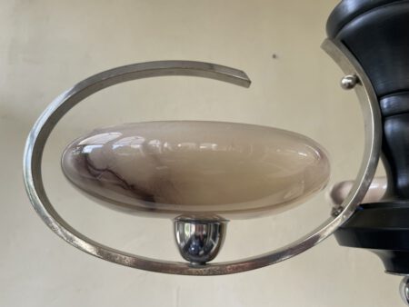 Plafondlamp 3 arms met gemarmerd glas Art Deco jaren 30 - Afbeelding 8