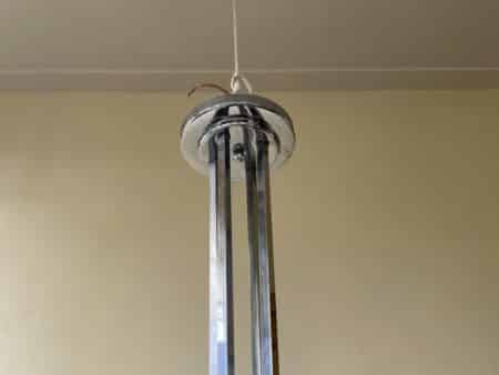 Plafondlamp 4 arms met gele kelken Verchroomd jaren 30 - Afbeelding 4