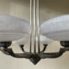 Plafondlamp 6 arms Verzilverde Pendel Clichyglazen Kelken jaren 40 - Afbeelding 3