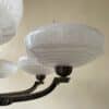Plafondlamp 6 arms Verzilverde Pendel Clichyglazen Kelken jaren 40 - Afbeelding 13