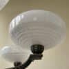 Plafondlamp 6 arms Verzilverde Pendel Clichyglazen Kelken jaren 40 - Afbeelding 15