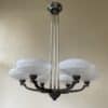 Plafondlamp 6 arms Verzilverde Pendel Clichyglazen Kelken jaren 40 - Afbeelding 16