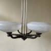 Plafondlamp 6 arms Verzilverde Pendel Clichyglazen Kelken jaren 40 - Afbeelding 5