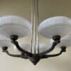 Plafondlamp 6 arms Verzilverde Pendel Clichyglazen Kelken jaren 40 - Afbeelding 4