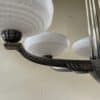 Plafondlamp 6 arms Verzilverde Pendel Clichyglazen Kelken jaren 40 - Afbeelding 9