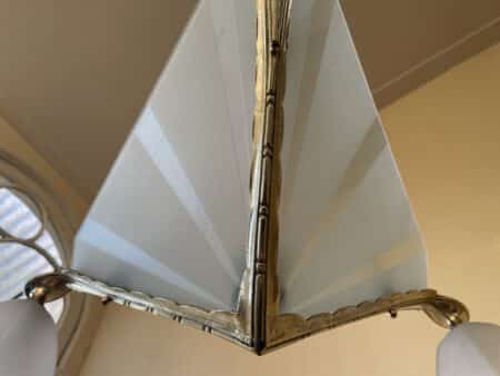 Plafondlamp 3 armen Frosted Glass Lamp Art Deco 1930 - Afbeelding 6