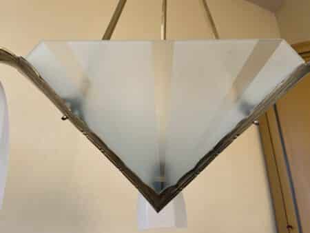 Plafondlamp 3 armen Frosted Glass Lamp Art Deco 1930 - Afbeelding 8