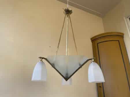 Plafondlamp 3 armen Frosted Glass Lamp Art Deco 1930