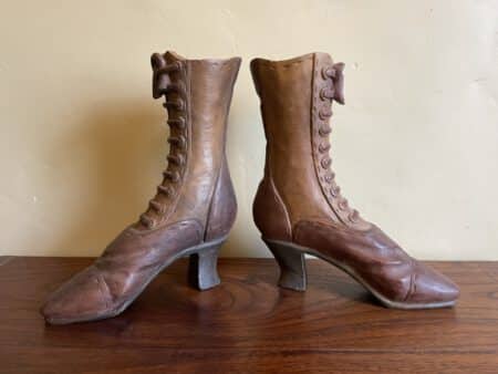 Solid antique wooden boots (victorian)