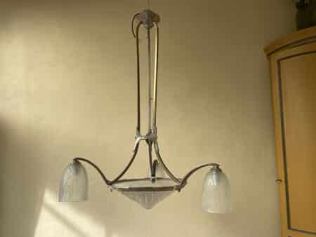 Plafondlamp ArtDeco jaren 30 verchroomd 3 armen - Afbeelding 13