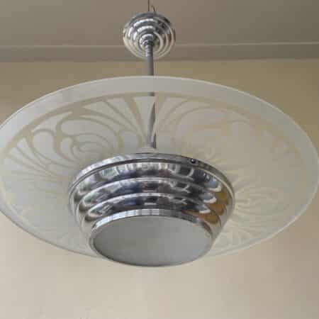Lamp art deco jaren 30 verchroomd armatuur