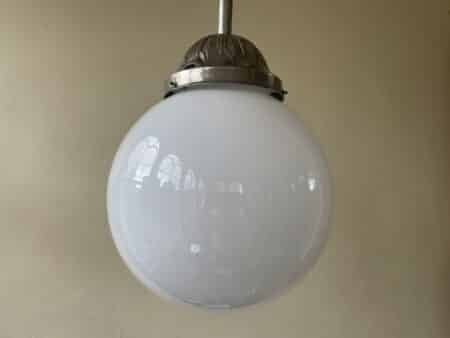 Lamp Witte Bol Verchroomde Pendel Art Deco 1930 - Afbeelding 2
