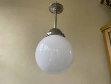 Lamp Witte Bol Verchroomde Pendel Art Deco 1930 - Afbeelding 3