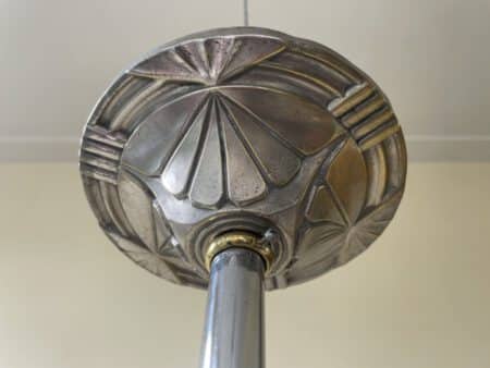 Lamp Witte Bol Verchroomde Pendel Art Deco 1930 - Afbeelding 5