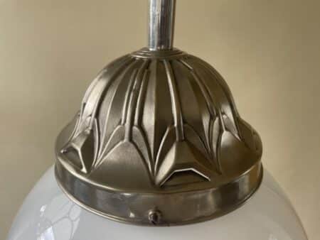 Lamp Witte Bol Verchroomde Pendel Art Deco 1930 - Afbeelding 6