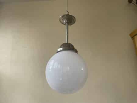 Lamp Witte Bol Verchroomde Pendel Art Deco 1930 - Afbeelding 7
