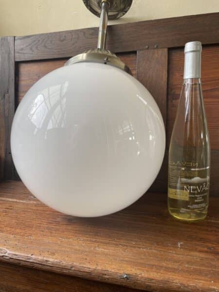 Lamp Witte Bol Verchroomde Pendel Art Deco 1930 - Afbeelding 8