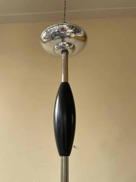 Plafondlamp 4 arms blauwe bollen verchroomd messing art deco jaren 30 - Afbeelding 3