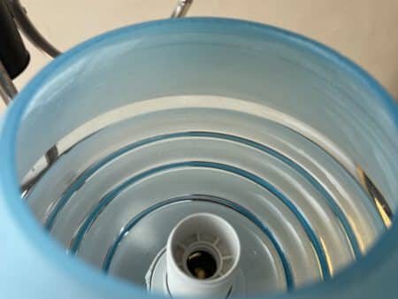 Plafondlamp 4 arms blauwe bollen verchroomd messing art deco jaren 30 - Afbeelding 9