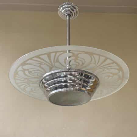 Lamp art deco jaren 30 verchroomd armatuur