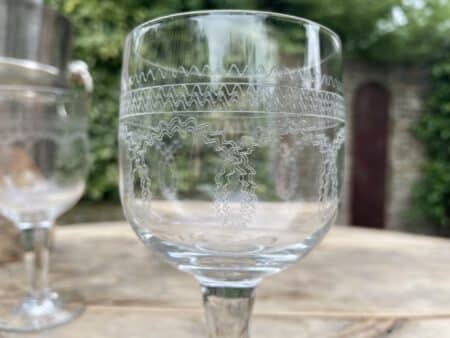 6 x 19e eeuwse hand gegraveerd Wijnglazen Glazen - Afbeelding 5