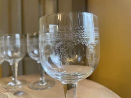 6 x 19e eeuwse hand gegraveerd Wijnglazen Glazen - Afbeelding 3
